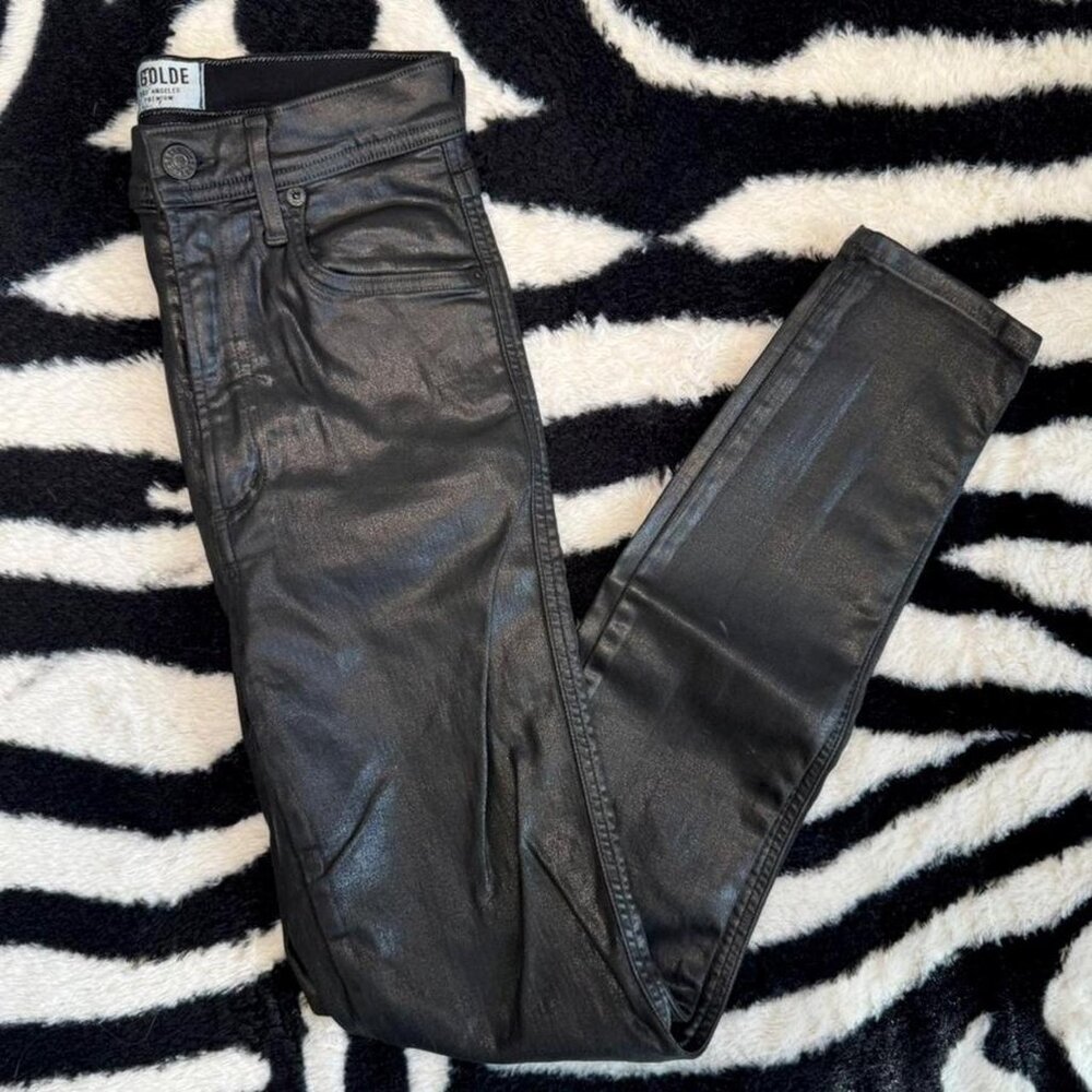 AGOLDE | Black Coated High Rise Skinny Jeans – Size 24